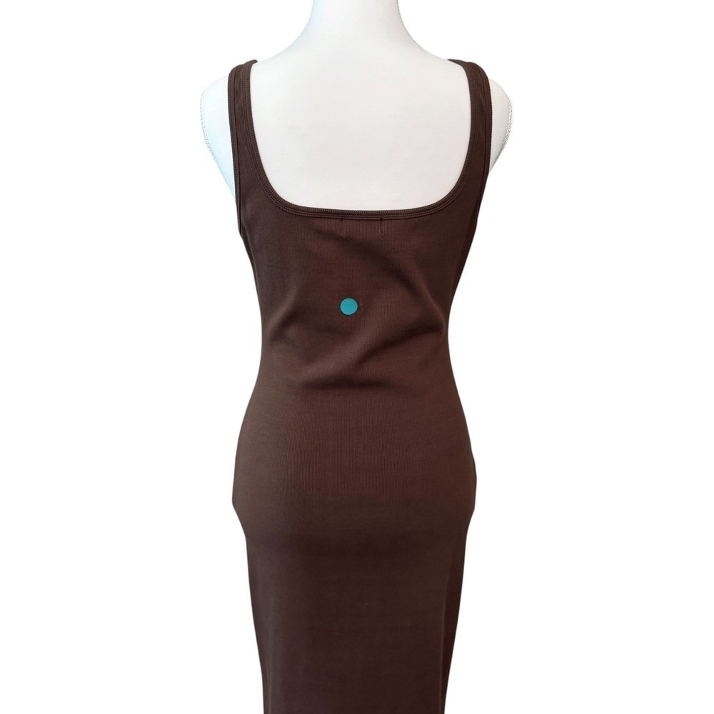 Bumpsuit Maternity Midi Dress Womens XL Brown Ribbed Minimalist Stretch Comfort - Picture 5 of 10